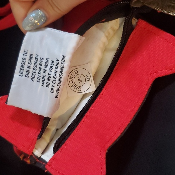 Laurel Burch SUN N' SAND Red small crossbody cotton purse bag - Picture 5 of 6